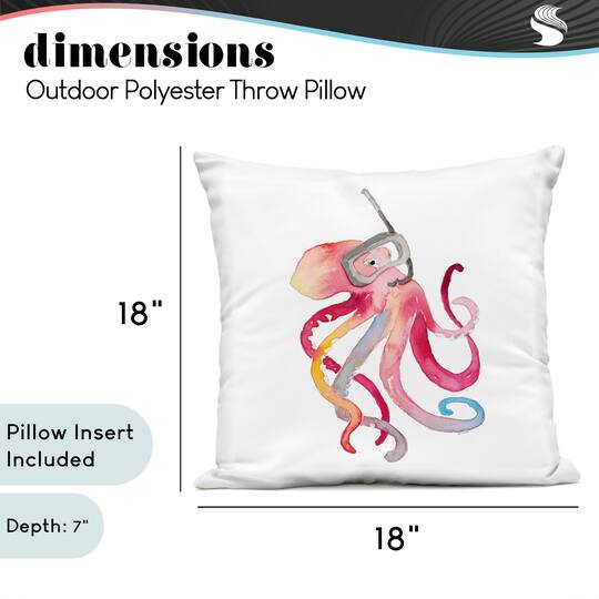 Stupell Industries 18" x 18" Snorkel Mask Octopus Print Outdoor Throw Pillow